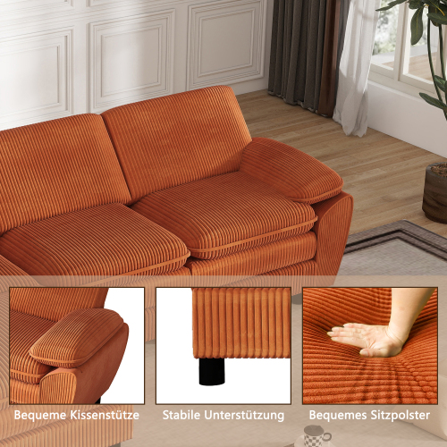 Canapé d'angle 3 places modulaire velours avec pouf amovible - Double coussin + fonction lit - Combinable salon - 6