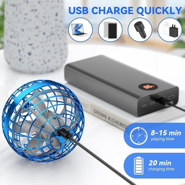 Magic Flying Ball – Palla volante volante a 360°, con illuminazione RGB, giocattolo volante da giardino, regalo per bambini, rossa. - 4