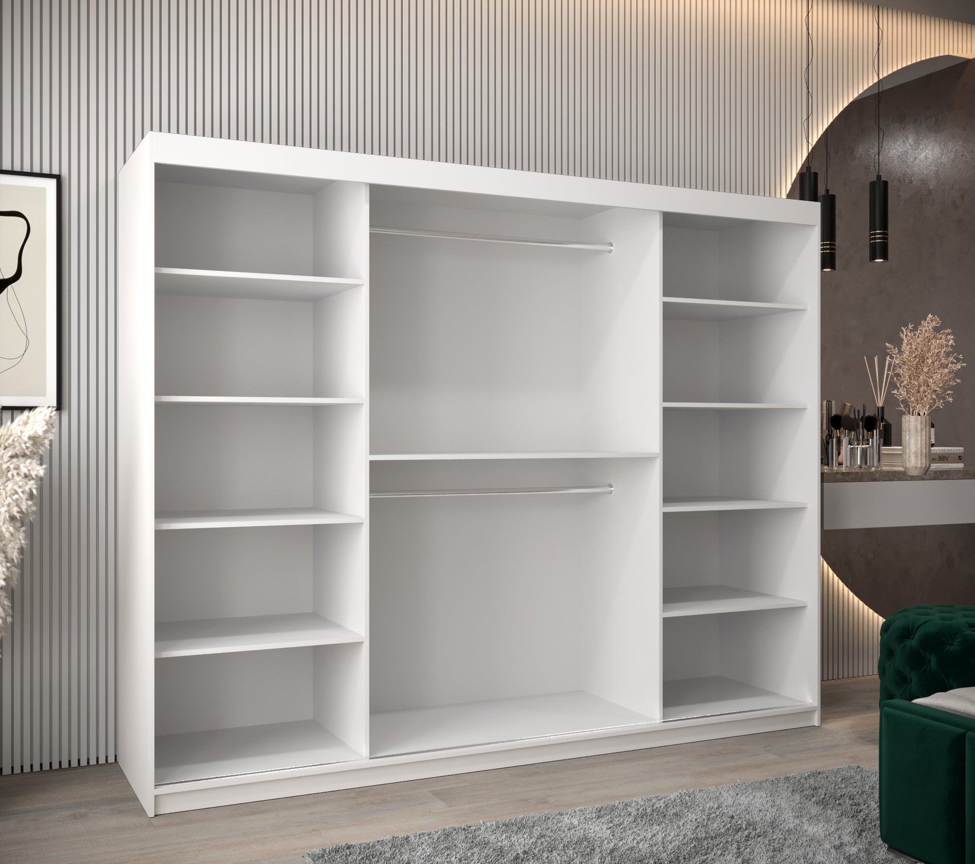 Szafa przesuwna garderoba ROMA 1 250 x 62 x 200 cm Biały - Abiks Meble - 3