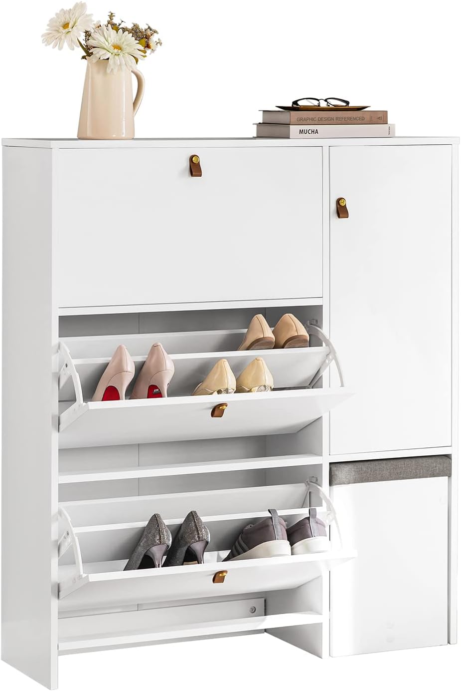 SoBuy Szafka na Buty Garderoba z Siedziskiem Organizer Biała FSR107-W