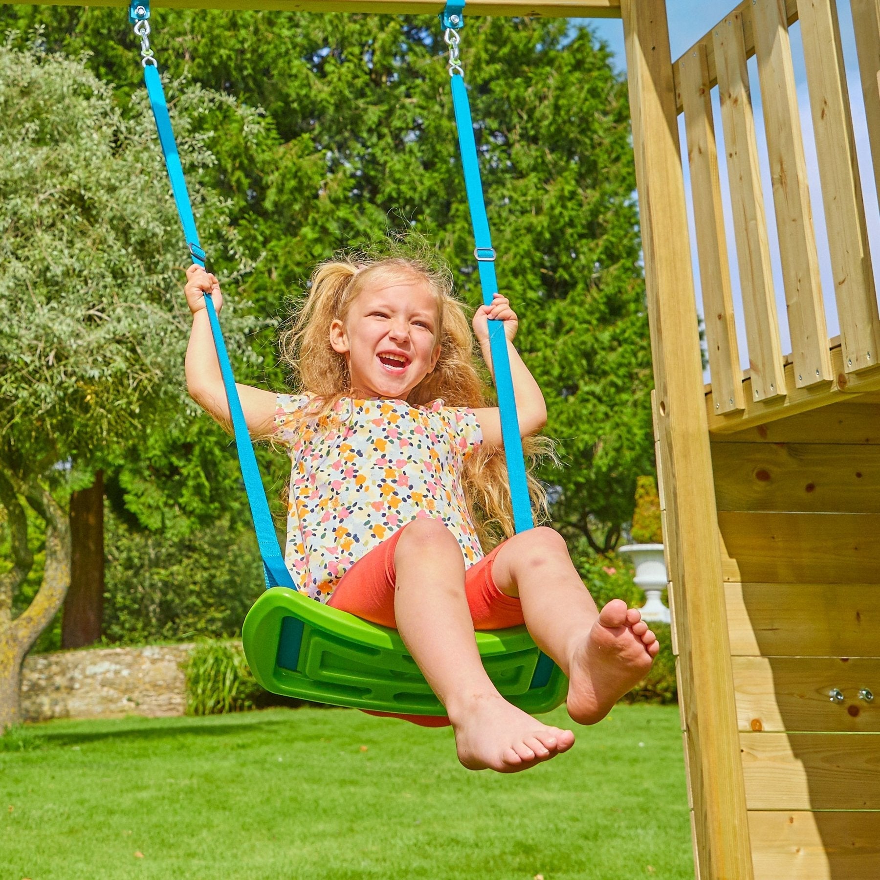 Aire de jeux XXL TILLEUL SKYWOOD double plateforme - filet à grimper - balançoire - bac a sable - toboggan - bois FSC® - 6
