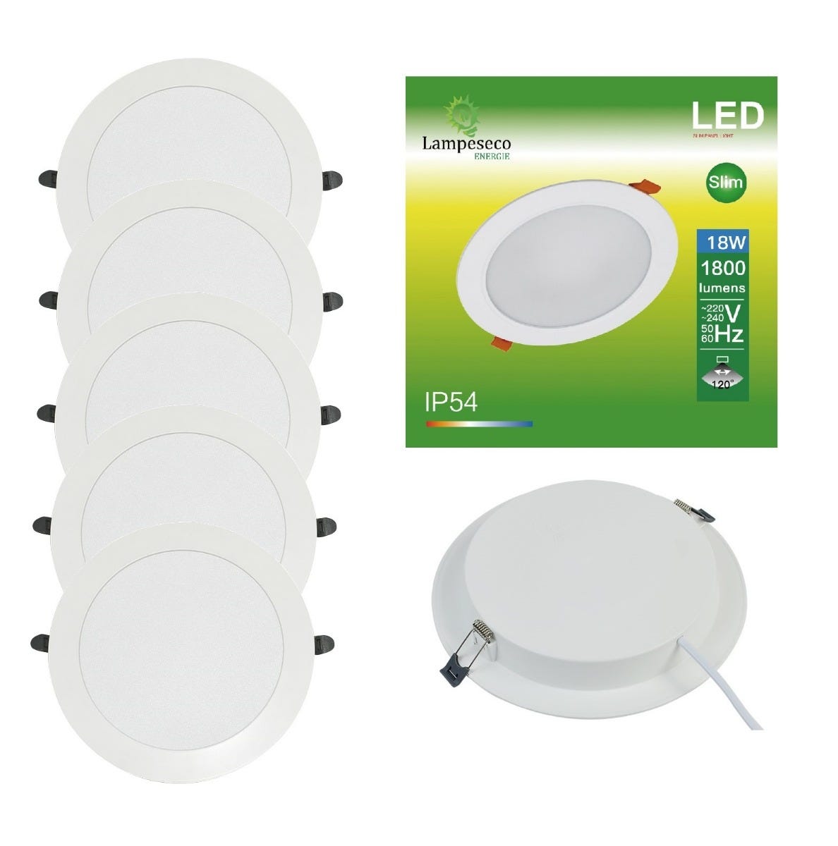 5 Spot Encastrable LED Downlight Panel Extra-Plat 18W Blanc Neutre ...