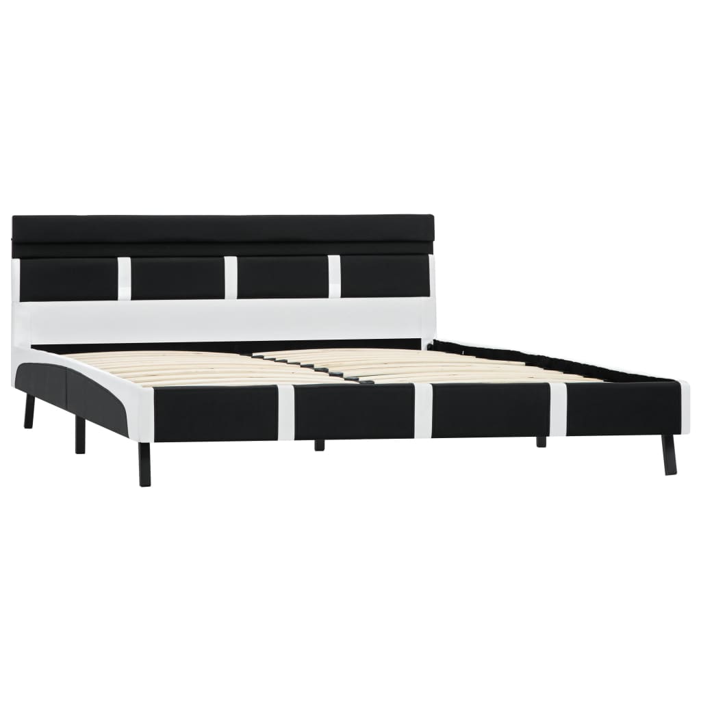 Maison Exclusive - Estrutura de cama com LED 160x200 cm couro artificial preto - 3