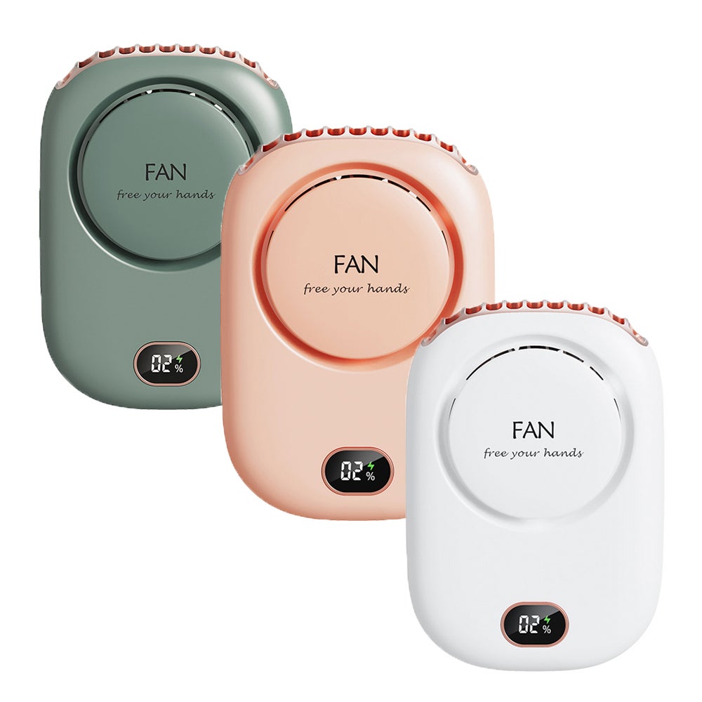 3 Przenośne wentylatory na szyję, z regulowaną smyczą i podstawką, osobisty wentylator bez użycia rąk, ładowany przez USB, z 3 prędkościami wiatru