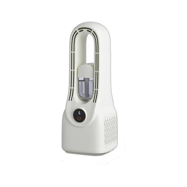 Ventilateur sans pales avec humidificateur à brume, silencieux, 6 vitesses, blanc