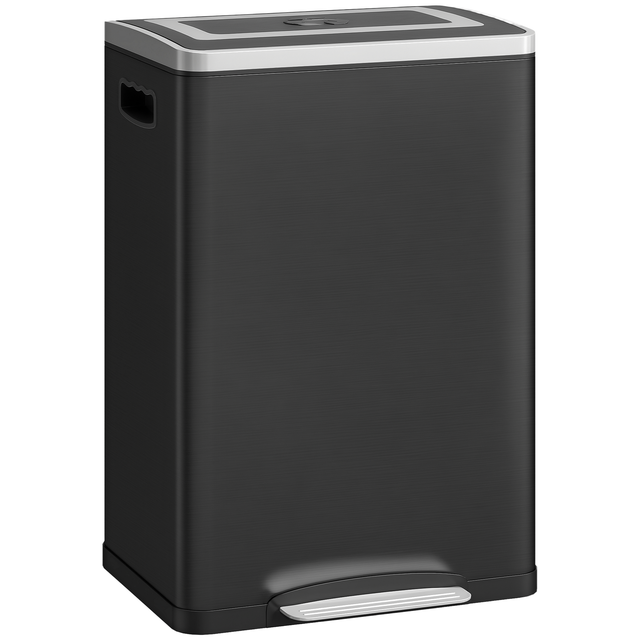 Poubelle de cuisine - HOMCOM - double compartiments 2 x 20L - pédale, fermeture douce - acier inoxydable et PP - 40x34,8x59cm - noir