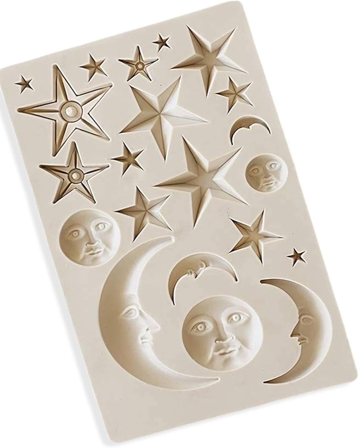 Forma silikonowa do fondantu Moon Stars Sun Face, silikonowe foremki do czekoladek, formy DIY z żywicy epoksydowej i gliny polimerowej, forma silikono