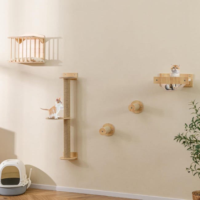 Escaleras De Pared Para Gatos – Estantes Flotantes De Madera Con Cuerdas De Sisal, Para Que Tu Gato Trepe Y Descanse