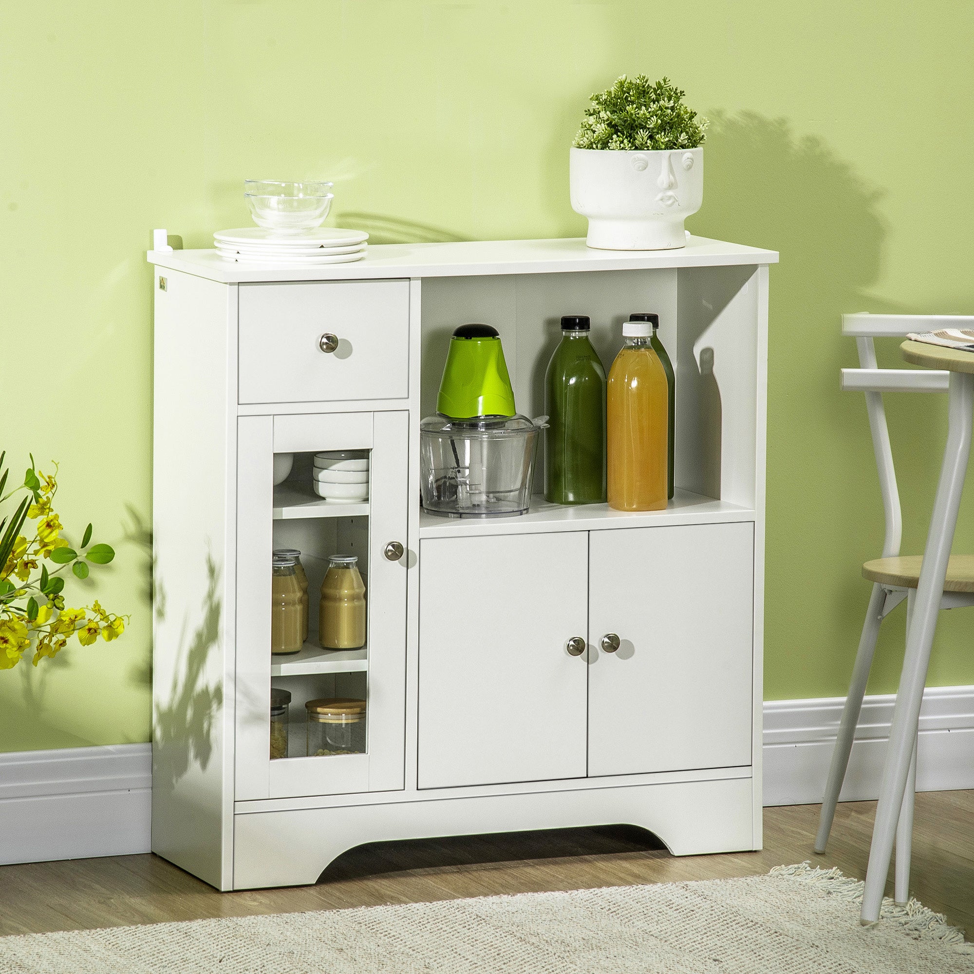 Homcom Aparador De Cocina Con 3 Puertas Cajón 80X30x82 Cm Blanco , Leroy Merlin