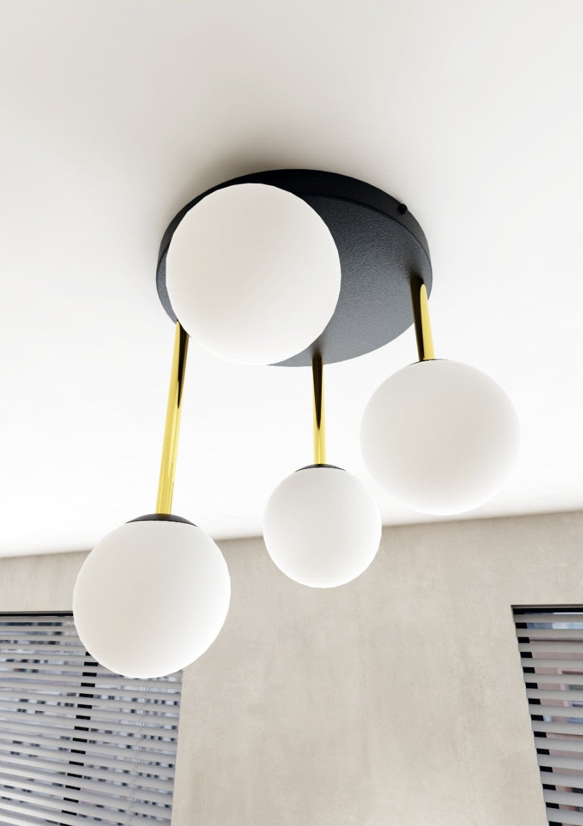 Lampa wisząca Dolce czarno-biała 4xE14x10W kule wym: 40 x 40 cm szkło Emibig - 6