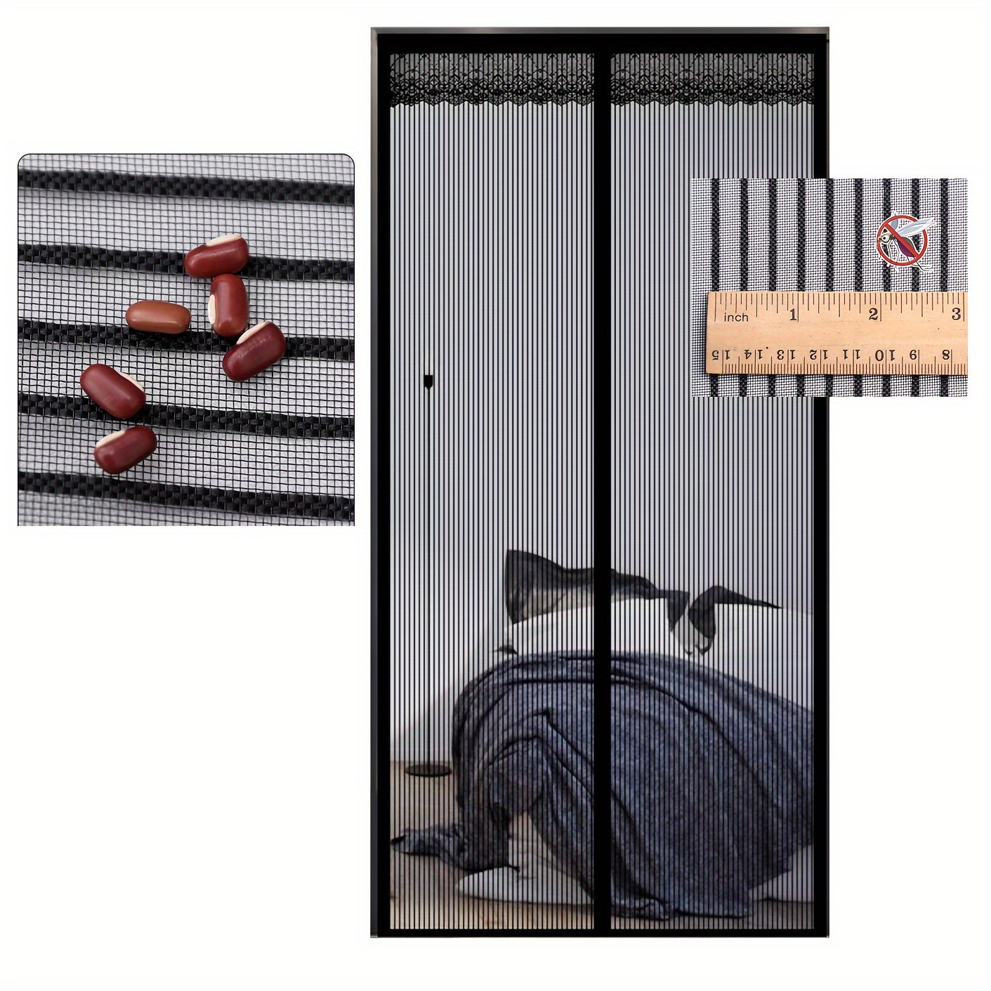 pièceMoustiquaire porte fenetre, Moustiquaire Porte à Fermeture Aimantée,Rideau de Porte Anti Mouche, rideau de séparation de cuisine et de chambre - 3