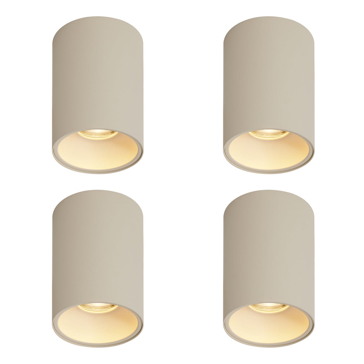 Zestaw 4 nowoczesnych beżowych reflektorów natynkowych GU10 50mm okrągłych - Deep