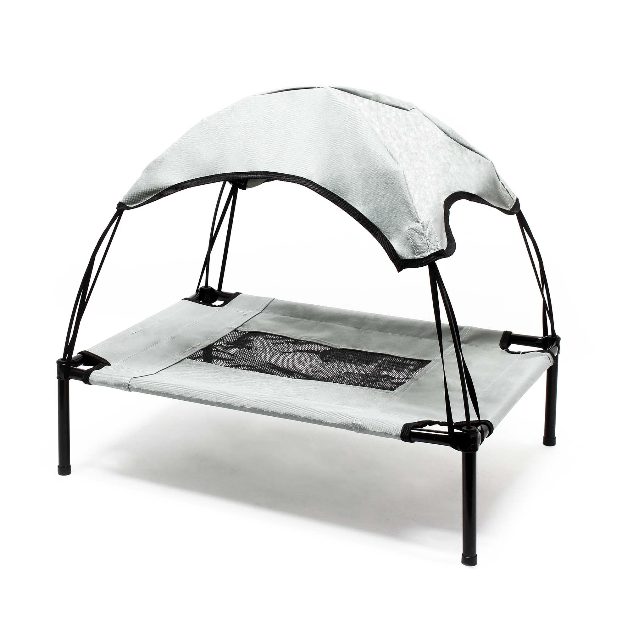 Transat pour chiens et chats avec Toit – couleur Grise – M / 76 x 60 x 16 cm – 25 kg max – en tissu Oxford – Lit de camp relaxant surélevé… Wiltec - 6