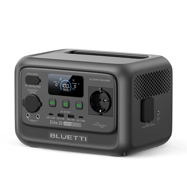 BLUETTI Elite 30 V2 Gerador Solar, 288 Wh Bateria de LiFePO4 de 600 W Tomadas CA, 0-100% em 70 min, para Campismo, Viagem Rodoviária, Falha de Energia