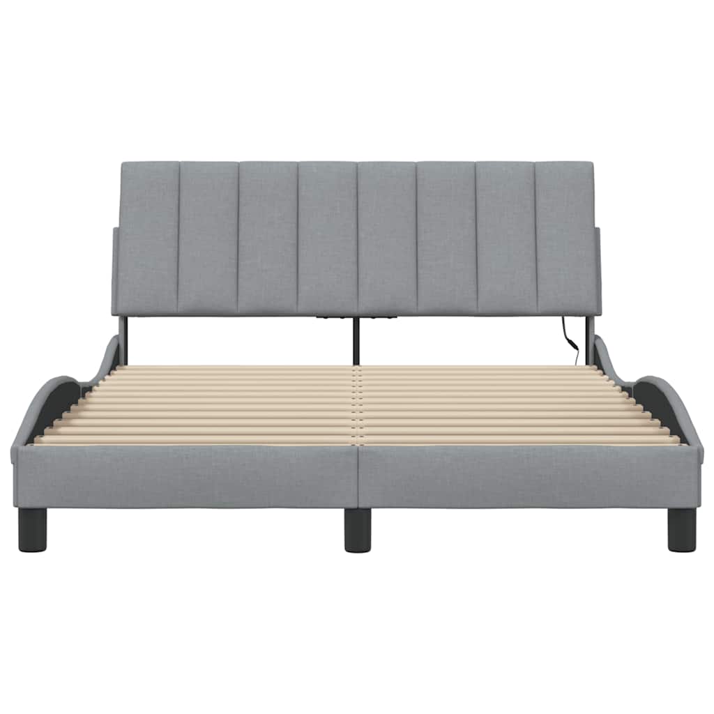 Cadre de lit sans matelas gris clair 120x200 cm tissu - 6