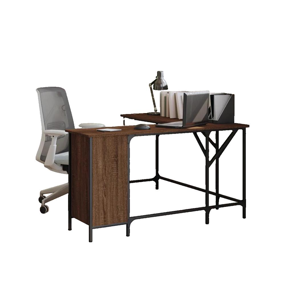 Biurko vidaXL narożne drewno inżynieryjne 141x141x75 cm styl industrialny