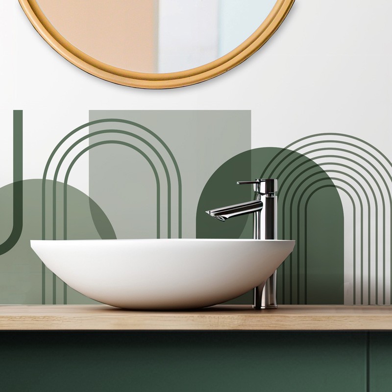 Lote de 2 tiras adhesivas de pvc para baño - 2 x (70 x 30 cm) - 99deco - arche vert