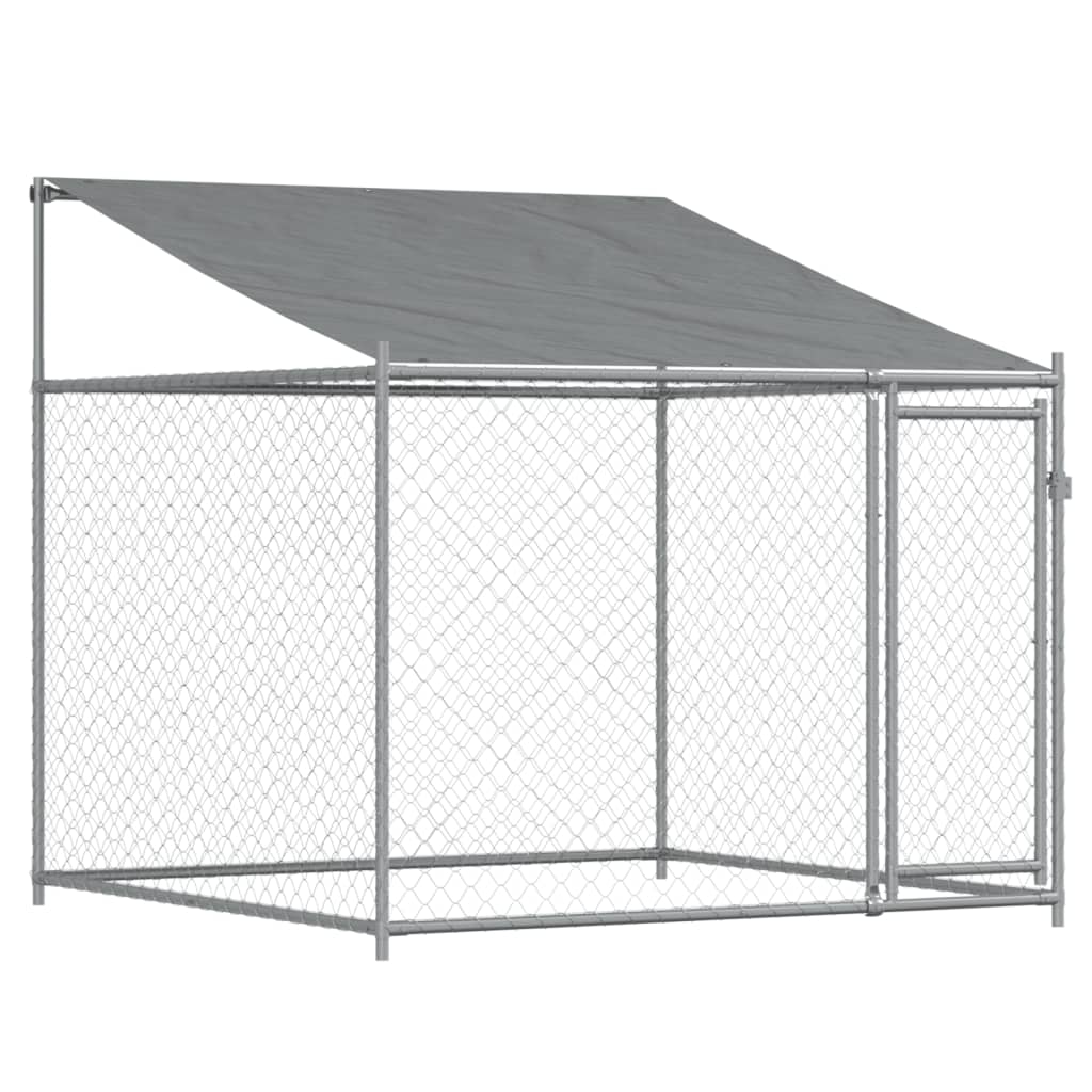 Telhado e porta da gaiola para cães em aço galvanizado cinza 4x2x2 m - COMFORTXL - 7