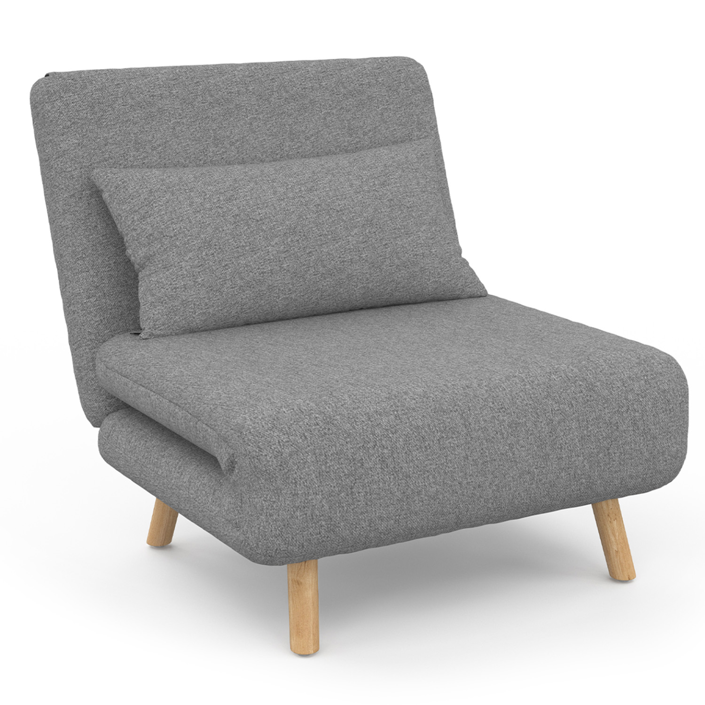 Fauteuil convertible ROMEO lit d'appoint 1 place 80x190 cm tissu gris clair - 2
