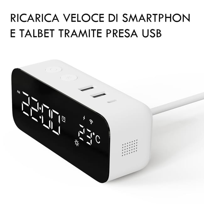 Orologio intelligente SMART WiFi sveglia da comodino temperatura
