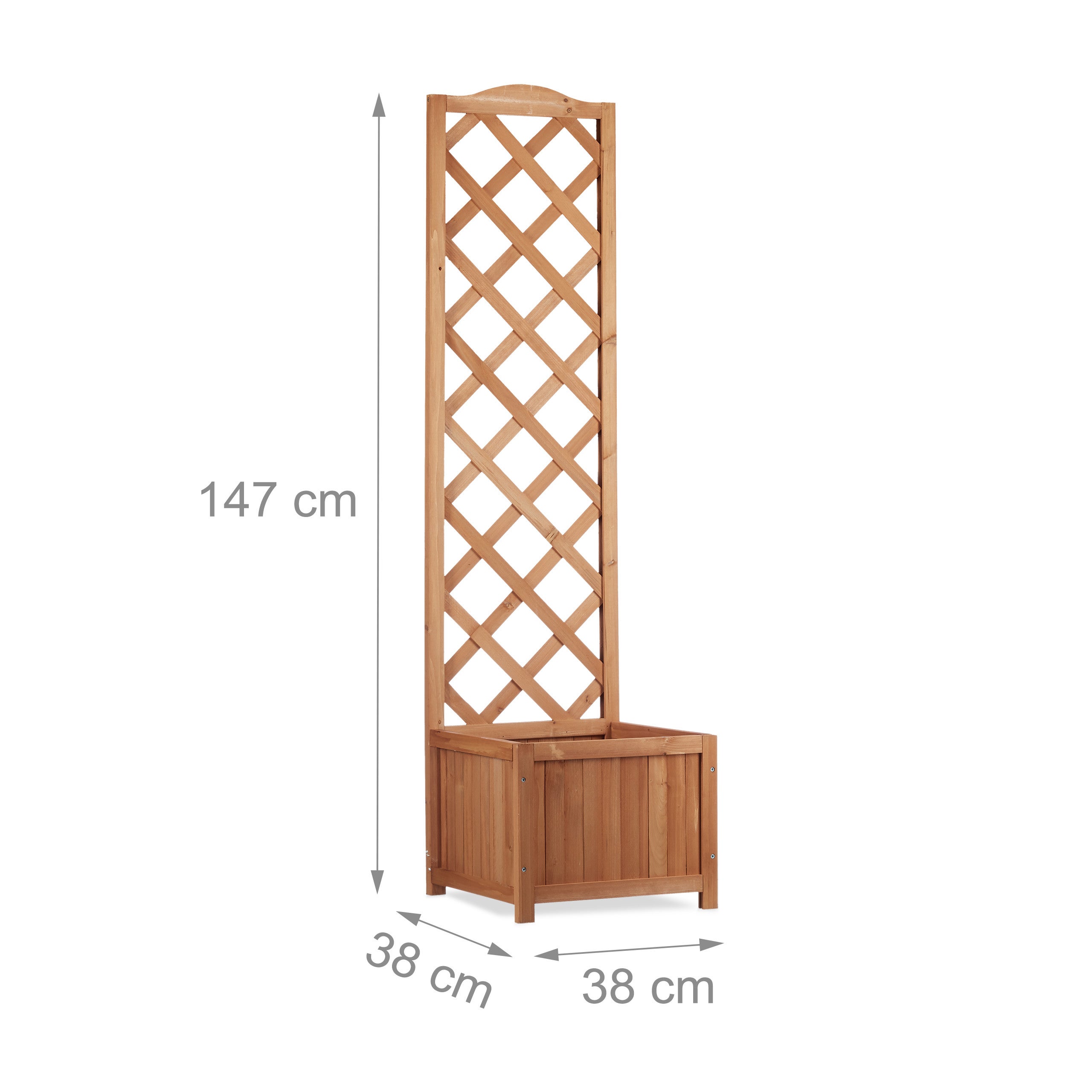 Jardinière à treillis pour plantes grimpantes, en bois de sapin naturel, 25 L, 147x38x38 cm, treillis 117 cm, résiste aux intempéries, L, Relaxdays - 4