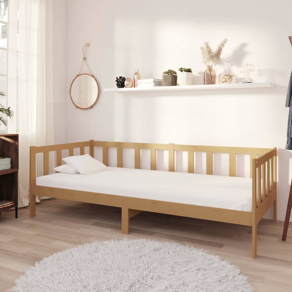 Łóżko Dzienne Drewniane Brązowe Rama Łóżka Ze Stelażem Sofa 90x200 cm