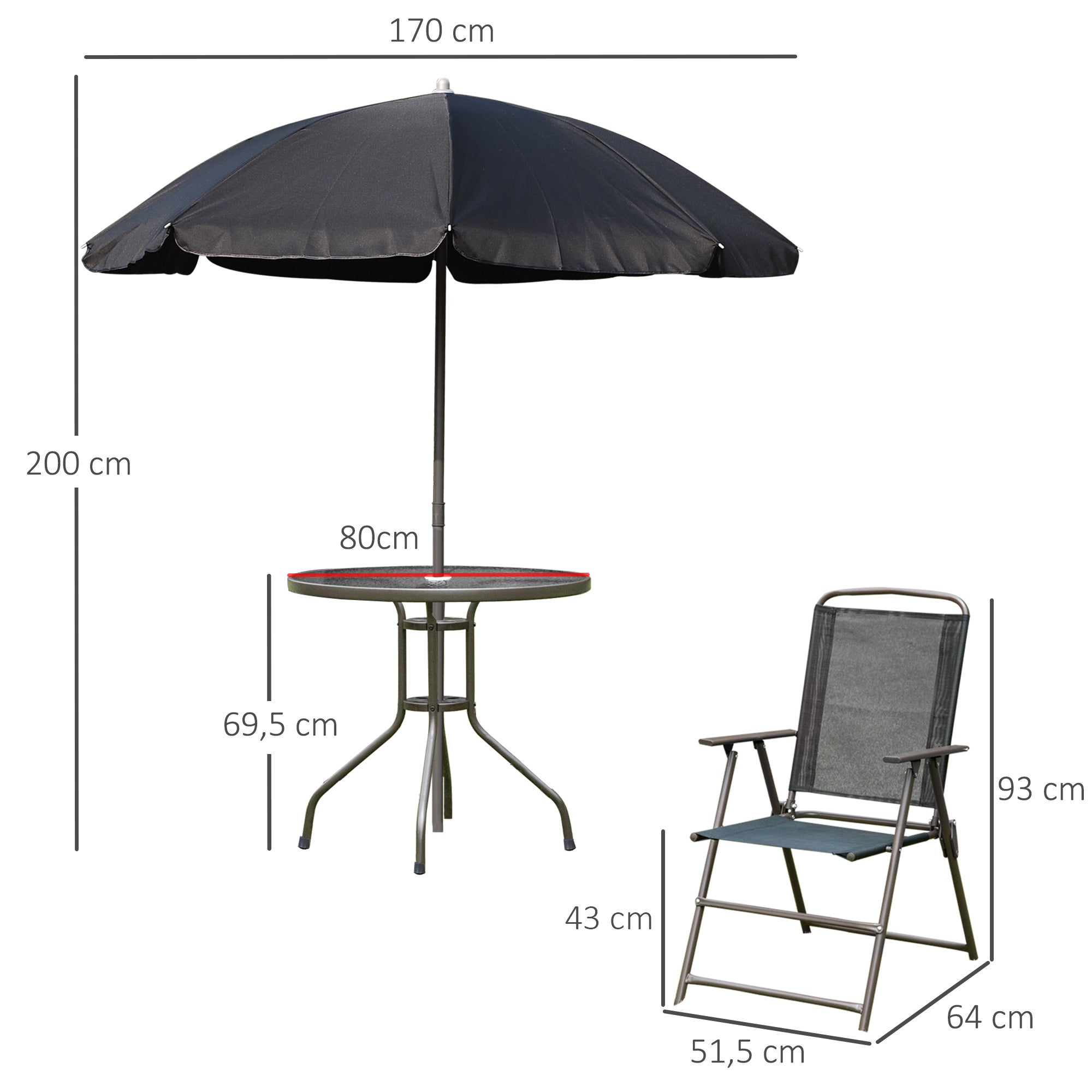 Conjunto de muebles para jardín Outsunny negro 53,5x64x90 cm - 3