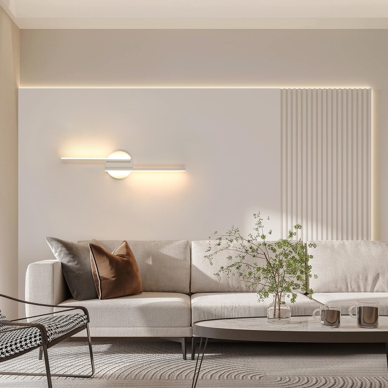 GOECO Applique Murale LED Moderne, Blanc 55*12CM, 16W 3000K Lumière Blanche Chaude, en Aluminium, pour Chambre Salon - 5