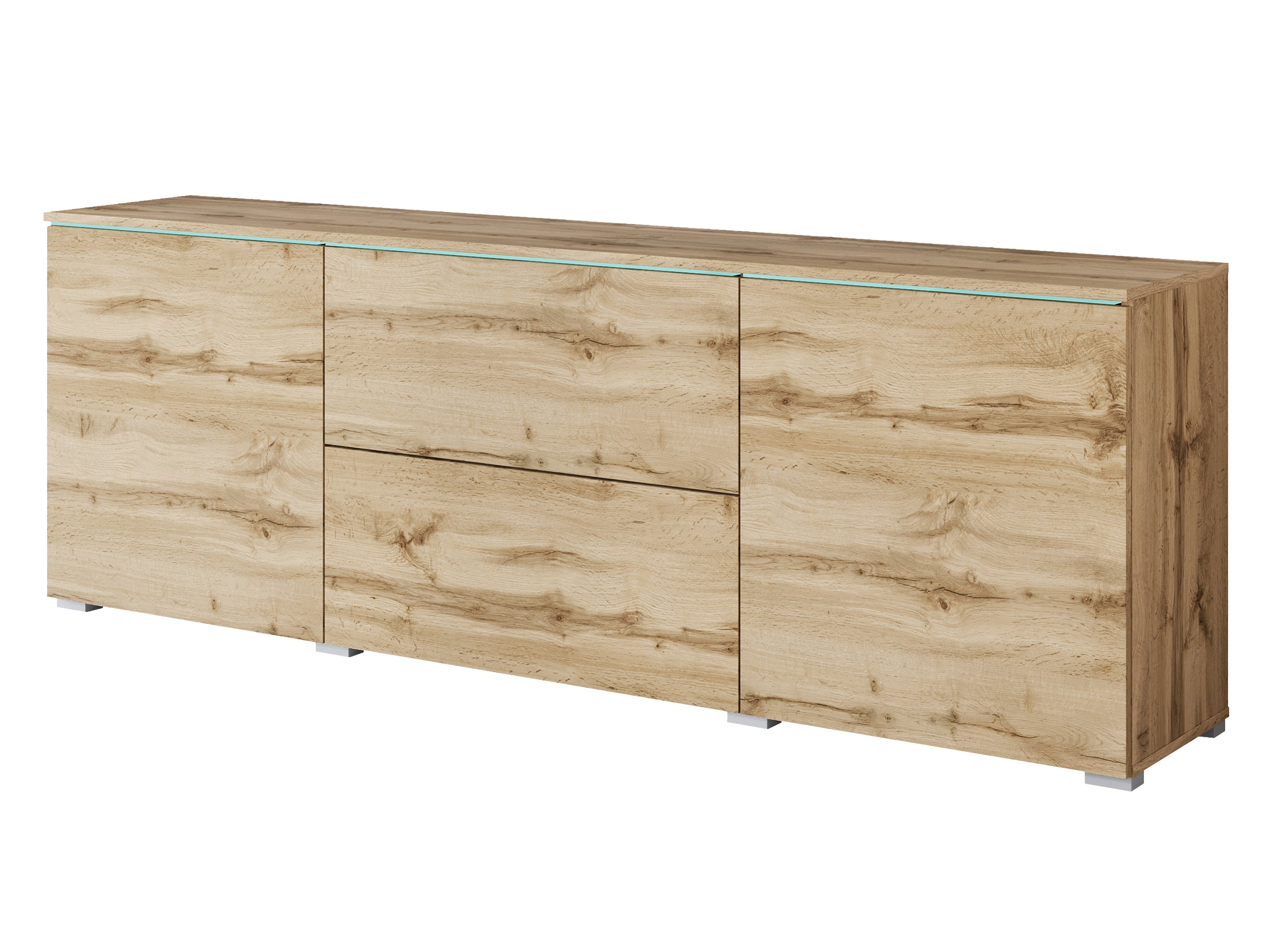 Komoda VEVE 180 cm , w kolorze dąb wotan z LED