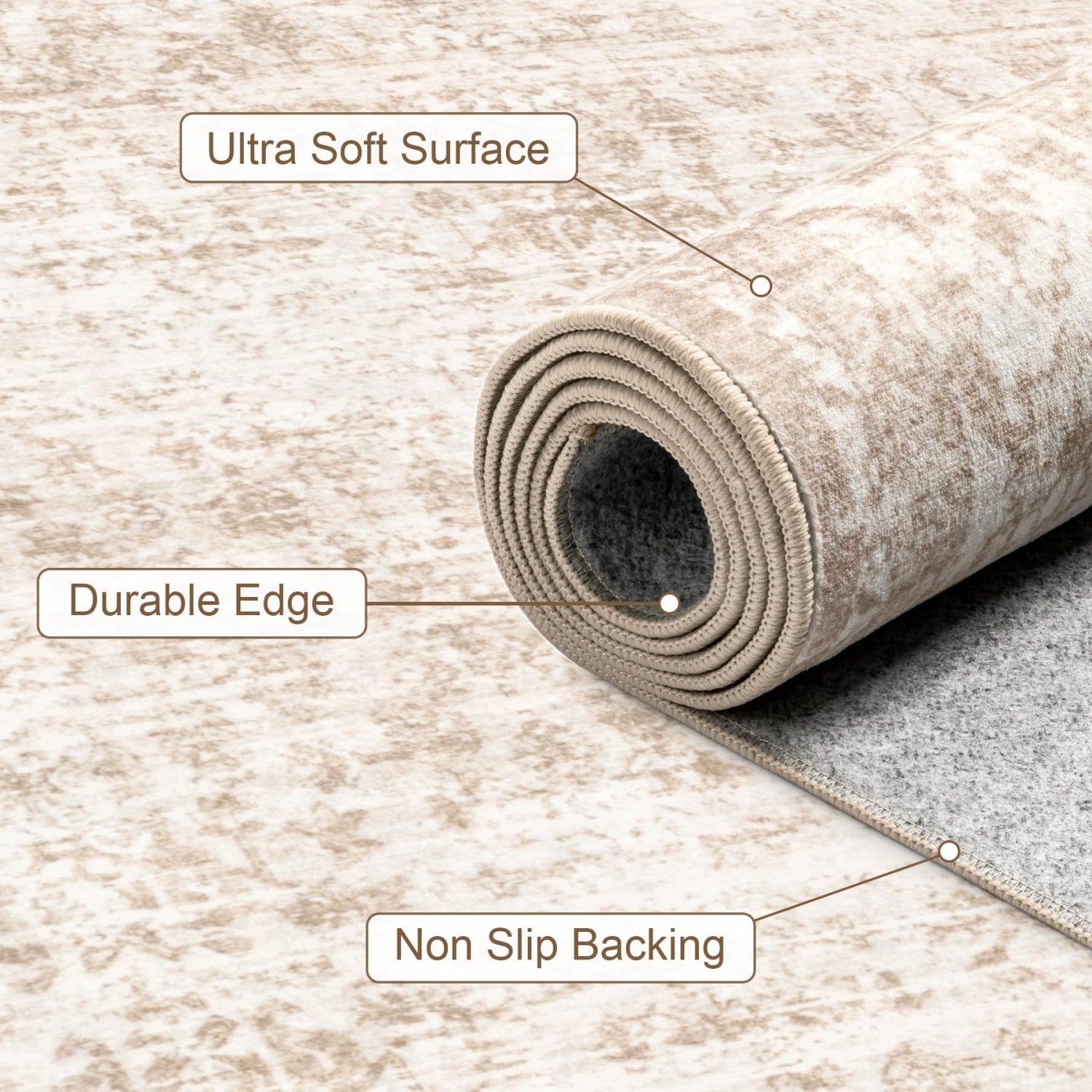 ZAEWRY Tapis bohème, tapis de chambre et de salle à manger, tapis de sol lavable, tapis antidérapant pour salon (160 * 230 cm) - 4