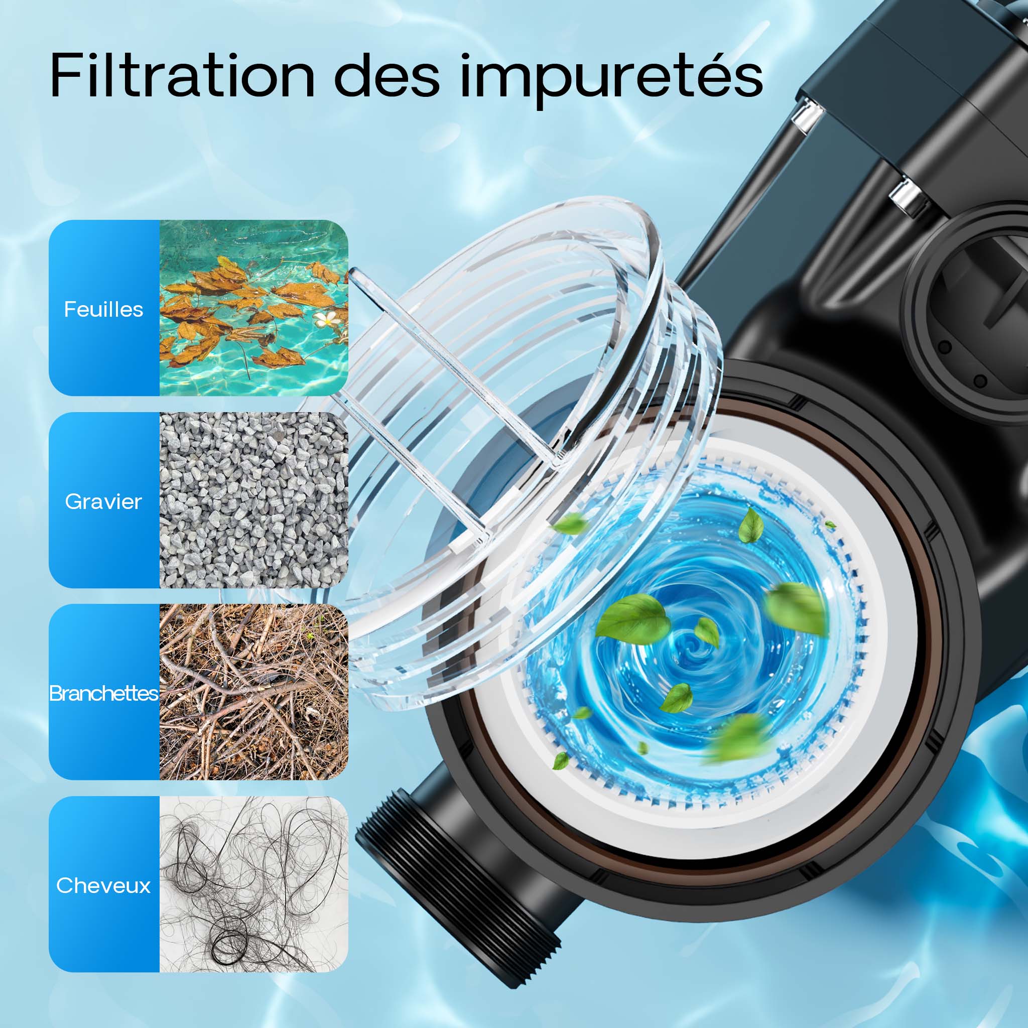 Pompe de piscine à vitesse variable 750 W – Débit 21000 l/h – Hauteur refoulement 17 m – Pompe de filtration et de circulation pour Filtre… XPOtool... - 6