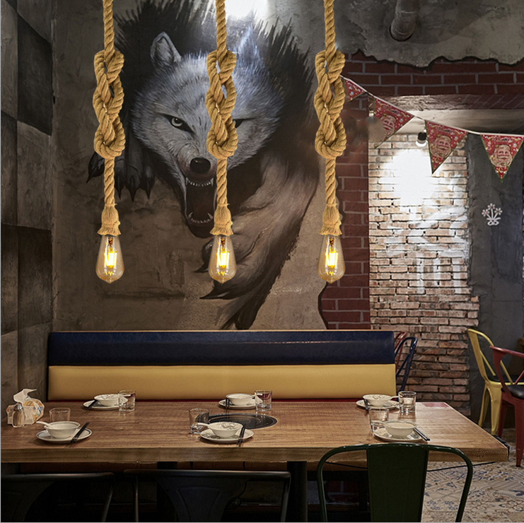 Lampadario Sospensione In Corda Di Canapa - Vintage, E27, Fai Da Te, Per Casa/Bar - Foto 2
