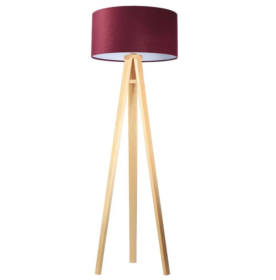 Lampa stojąca HOME 50 bordowa/biała/sosna