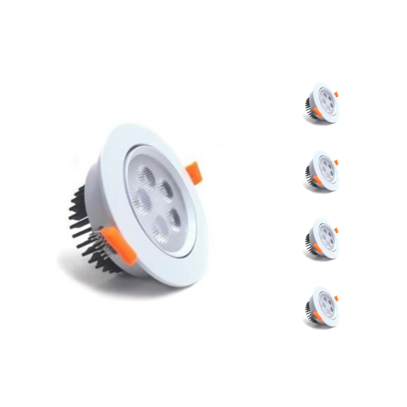 Spot LED Encastrable Rond 5W 80° Orientable (Pack de 5) - Blanc Chaud ...