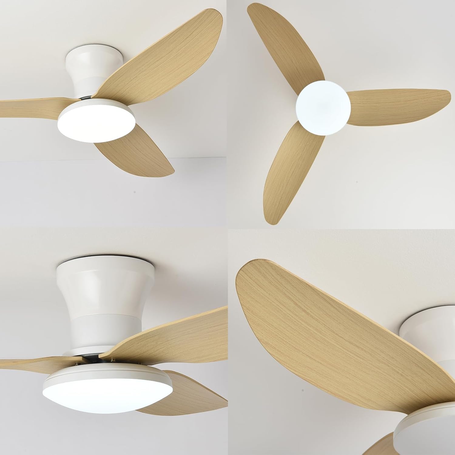 Ventilateur de plafond 100 cm avec lumière, télécommande/contrôle par application, gradation continue, 6 vitesses de vent, minuterie, réversible - 5