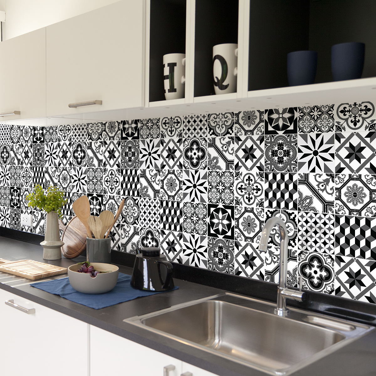 30 vinilos baldosas de cemento azulejos caracena - adhesivo de pared - revestimiento sticker mural decorativo - 30stickers15x15cm