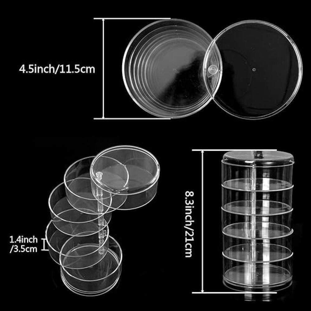 Boîte à Bijoux, 5 Niveaux Coffret à Bijoux avec Couvercle, Bijoux de Voyage de Rangement Rotation de 360 Degrés pour Bagues Boucles d'oreille - 2