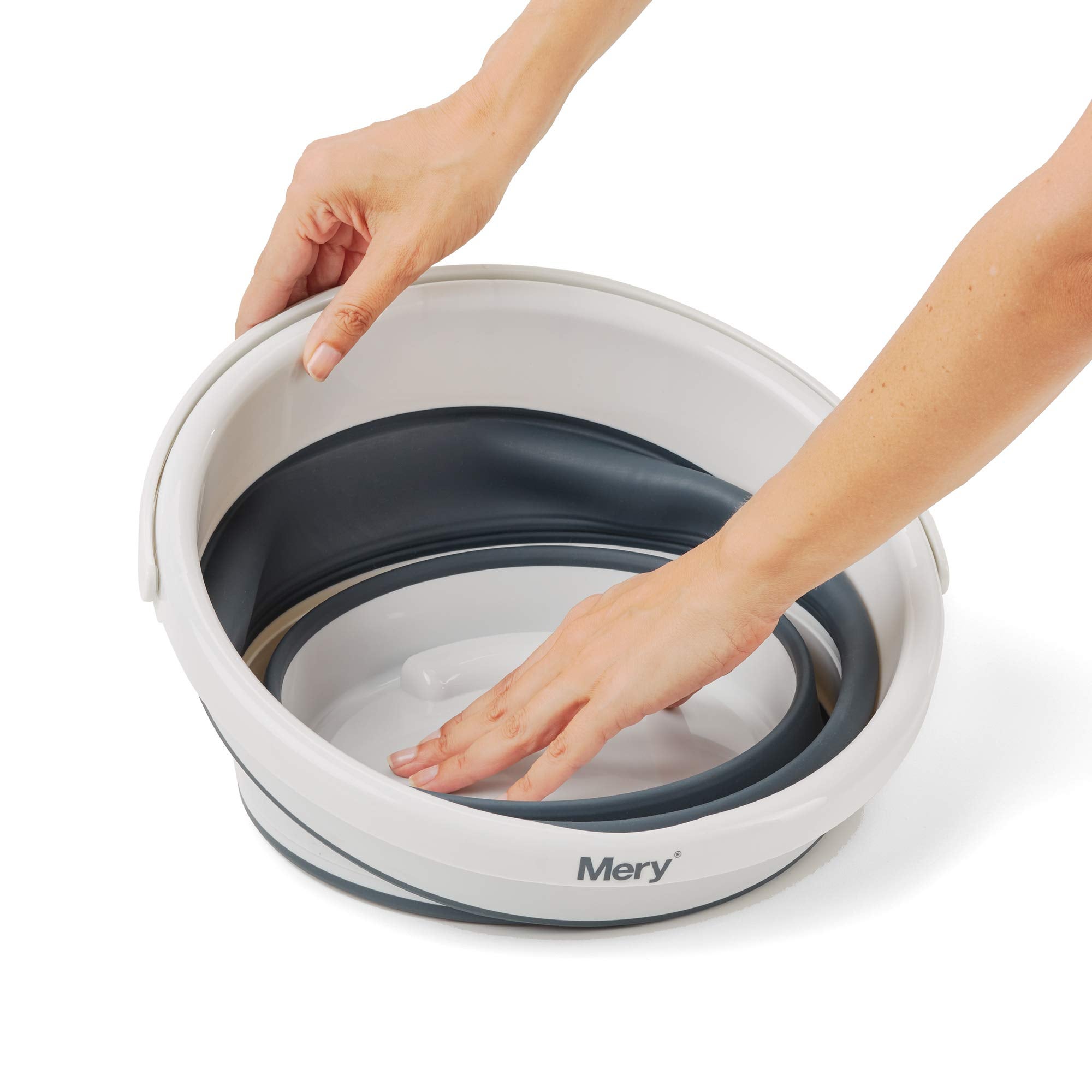 Mery Secchio Pieghevole 12 litri PP+termoplastico, Secchio con Maniglia, Grigio Chiaro e Scuro, 35x26 cm (Piegato: 35x6,50 cm) - 9