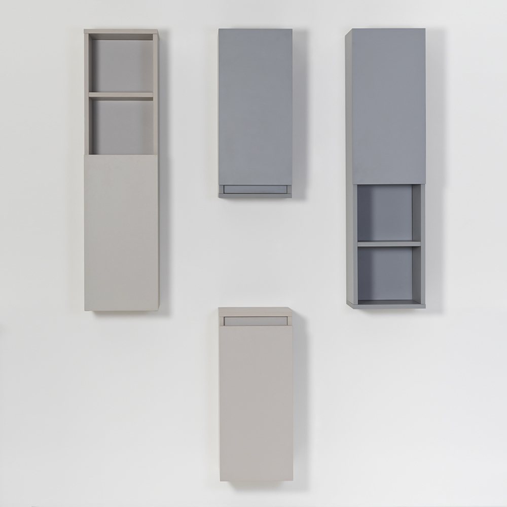 H.115 Colonne de salle de bains suspendue avec étagères internes en finition gris pastel - 5
