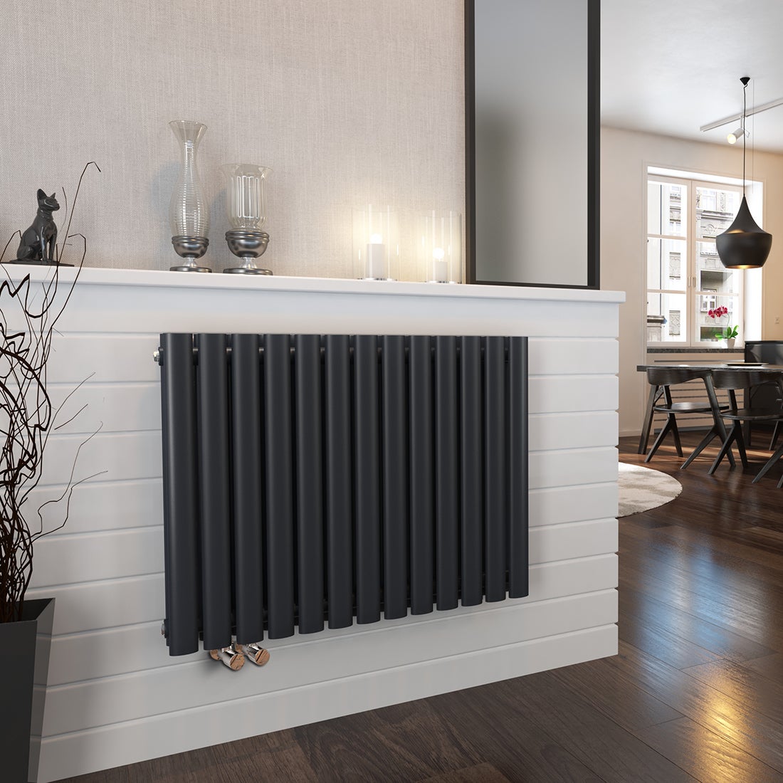 EMKE Radiateur eau chaude en acier Tube Rond Radiateur Mural Blanc — free download