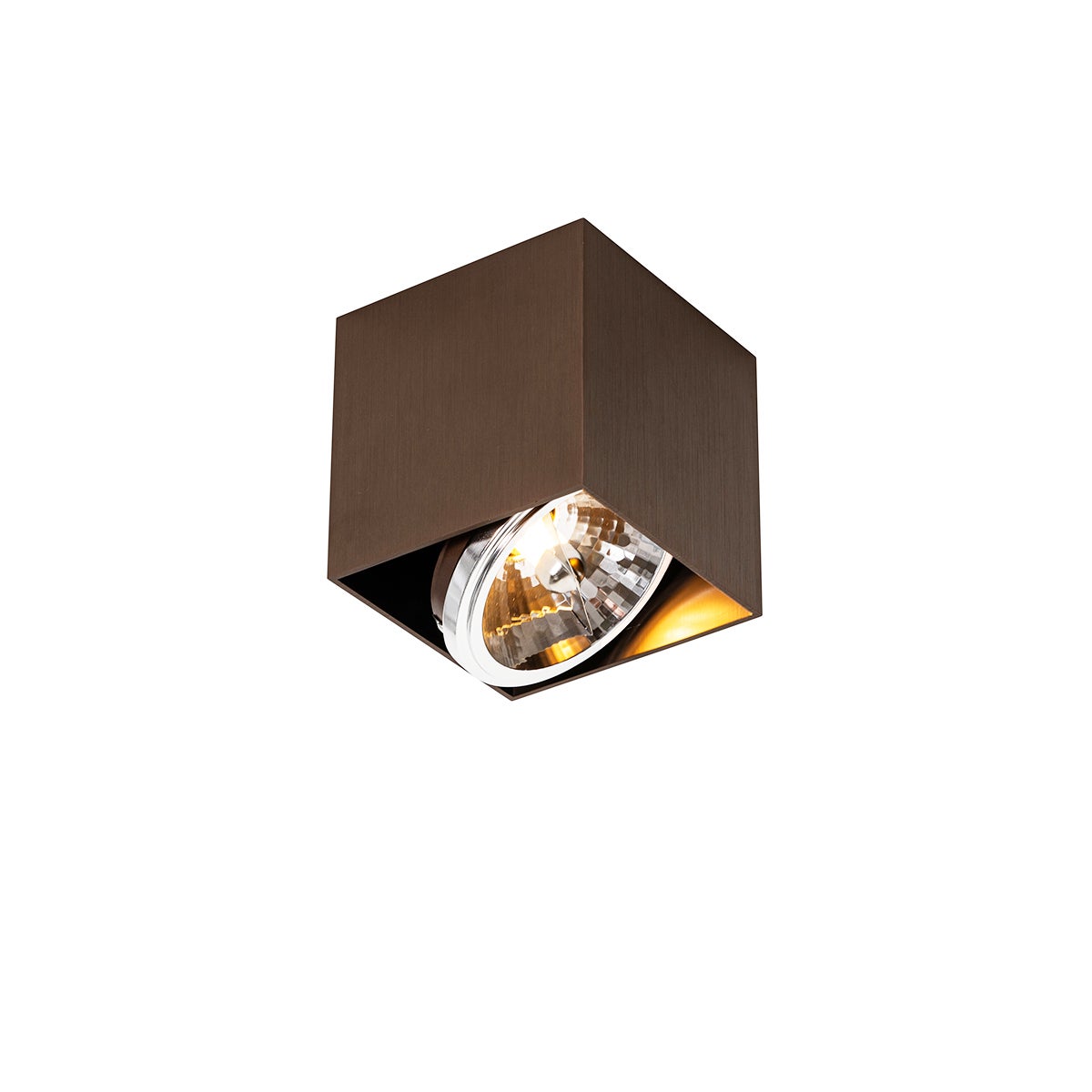 Designerski reflektor sufitowy ciemnobrązowy kwadratowy obrotowy i pochylny - Box