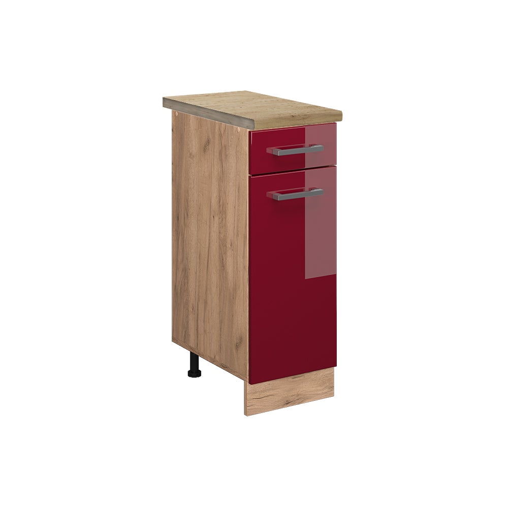 Vicco Szafka dolna do kuchni R-Line, Czerwony połysk, 30 cm , BP Dąb