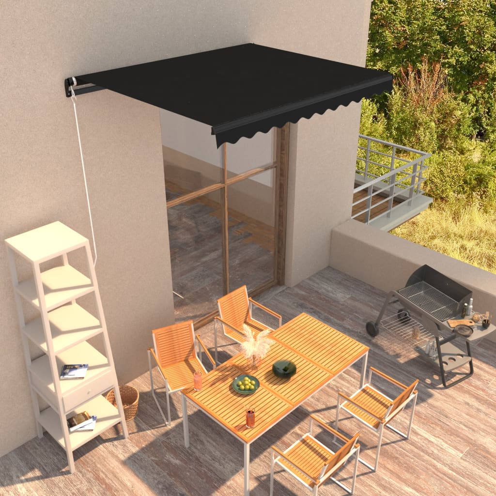 Toldo retráctil | toldo parasol | marquesina manual gris antracita 350x250 cm cfw67509