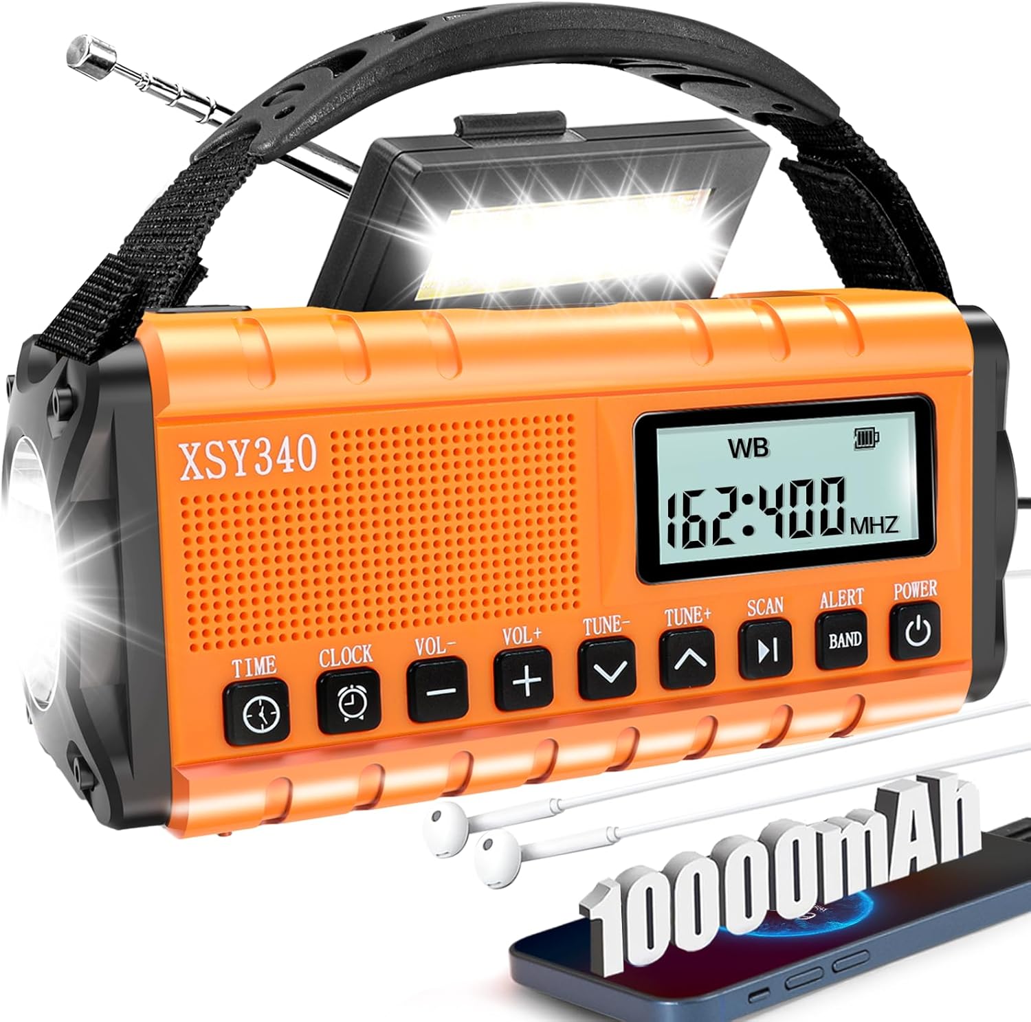 Radio pogodowe NOAA, przenośne radio AM/FM zasilane energią słoneczną, latarka awaryjna SOS, artykuły gospodarstwa domowego