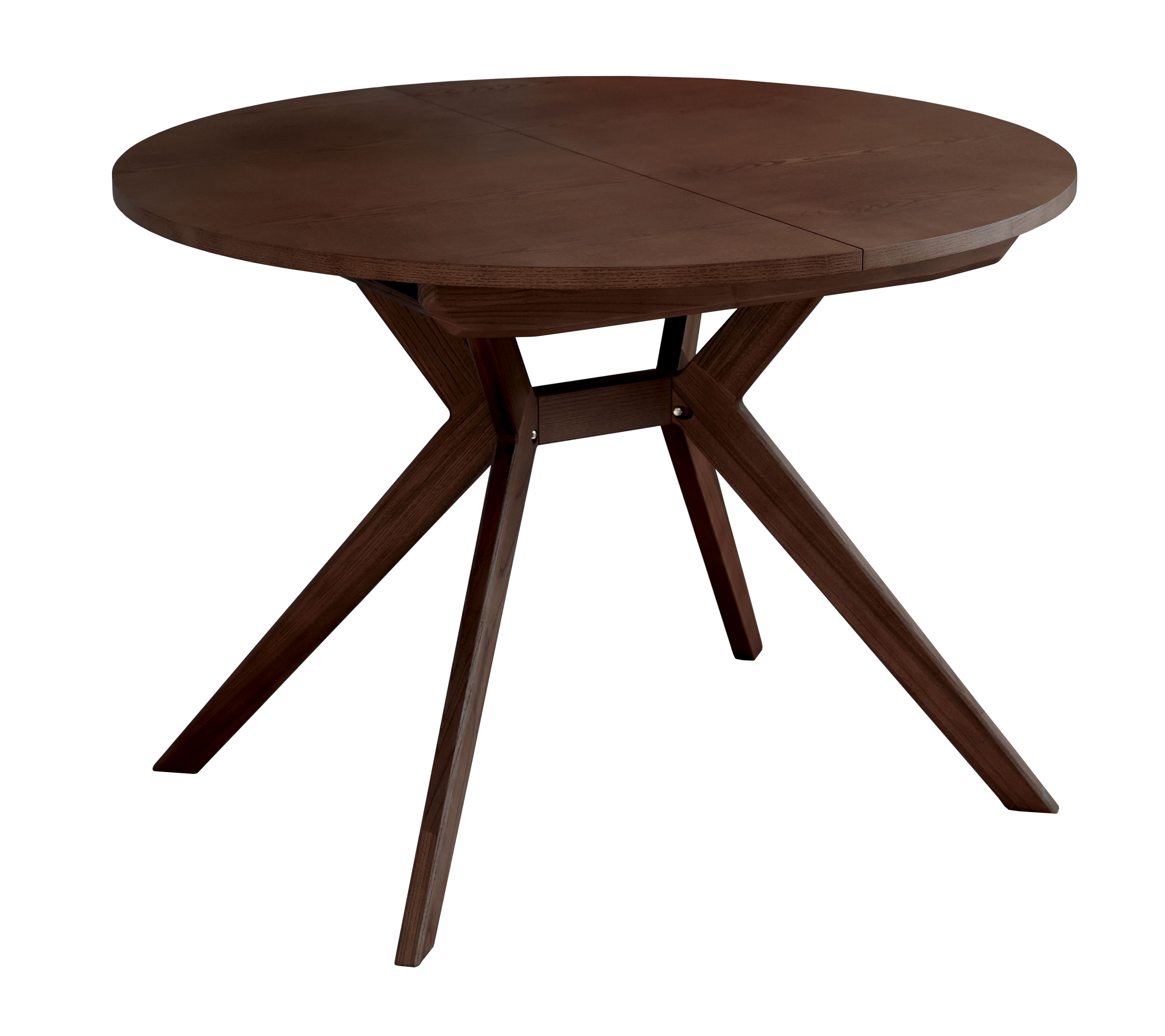 Table à manger ronde extensible Biju 110 cm, Plaqué frêne naturel ...