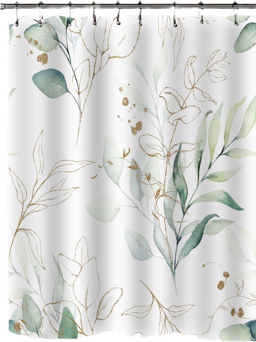 Vgzsyomqib Feuille Eucalyptus Rideau Douche Anti Moisissure Rideau De Douche Salle De Bain 240x200 Tissu Polyester Imperméable Plante Vert Bleu Rideaux Baignoire Original Lavable Avec Anneau