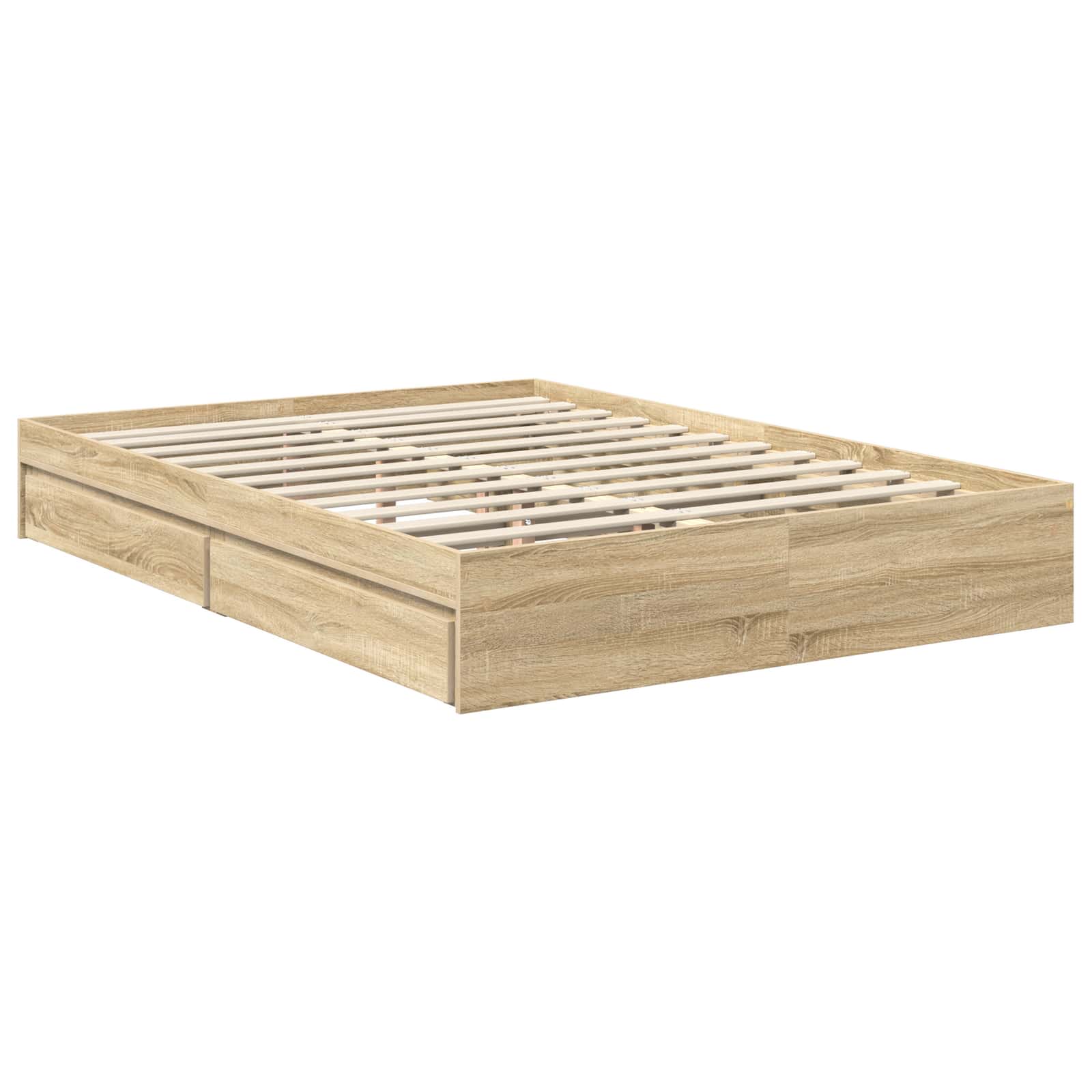 Lit de rangement chêne 140 x 200 cm panneau de bois - 6