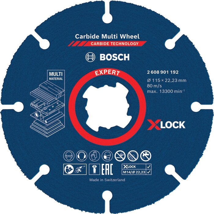 Tarcza tnąca X-LOCK EXPERT Carbide Multi Wheel 115 mm, 22,23 mm Bosch 2608901192