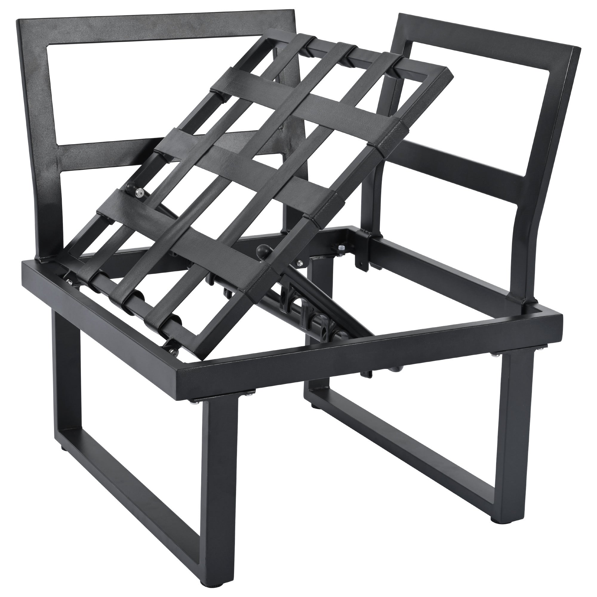 Ensemble de relaxation de jardin, position d'angle, chaise longue réglable (5 niveaux de réglage, max. 55°), avec table basse, gris + noir - 6