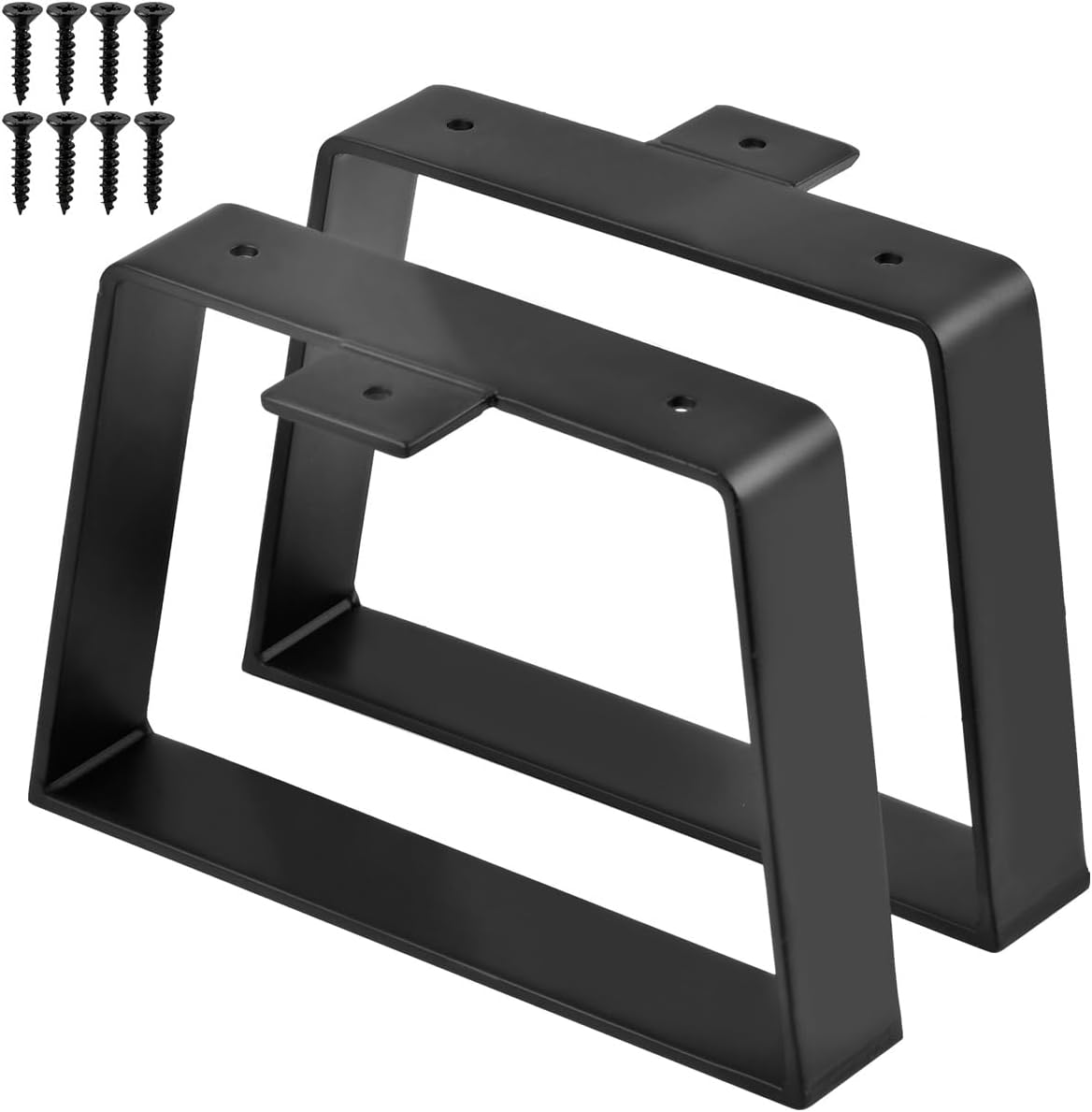 Set de 2 picioare de masă trapezoidale, picioare de masă din metal negru cu șuruburi, picior de masă trapezoidal din metal 2buc